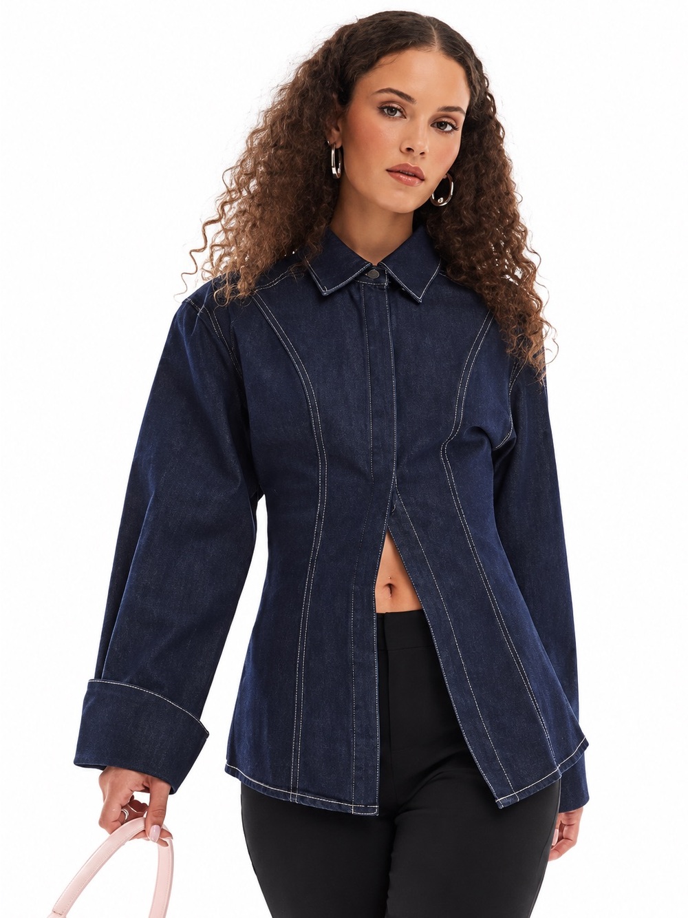 Urban Revivo Denim Shirt with Contrast Stitching